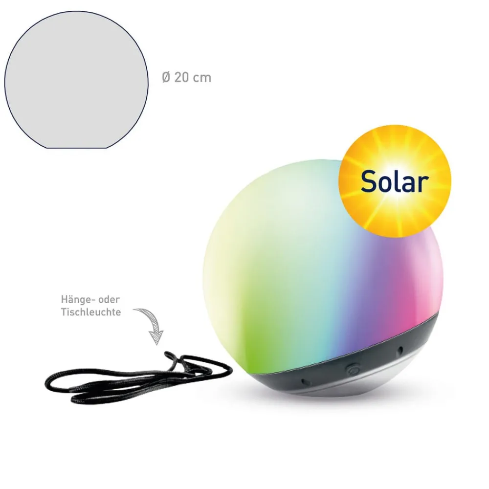 tint Solcellelamper|Gadebelysning > Pendula Solar LED-kugle, IP44, hvid, CCT, RGB