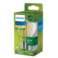 Philips Filament Pære|Led Pærer > E27 LED-pære A60 2,3 W 485lm 2.700 K klar