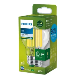Philips Filament Pære|Led Pærer > E27 LED-pære A60 7,3 W 1535lm 4.000 K klar