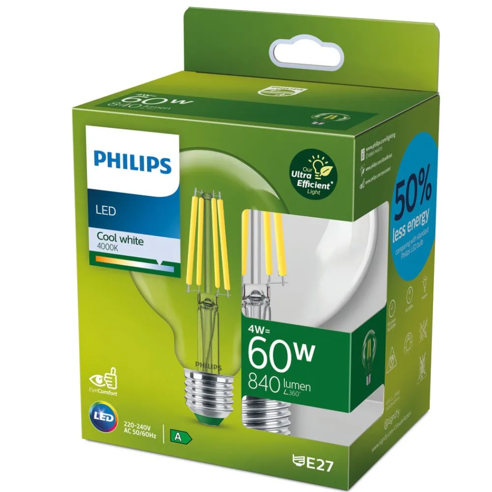Philips Filament Pære > E27 LED-pære globe G95 4 W 840lm 840 klar