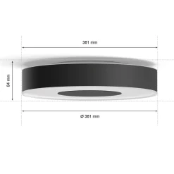 Loftlamper ^ Philips Hue Infuse LED-loftslampe, 38,1 cm, sort, dæmpbar.