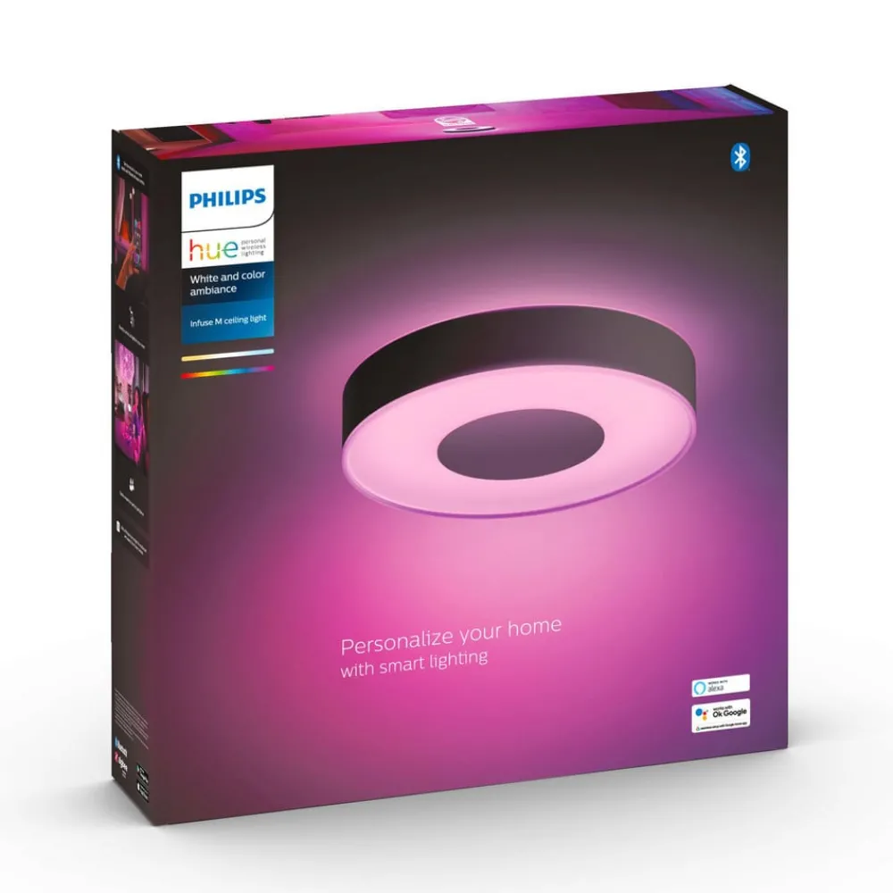 Loftlamper ^ Philips Hue Infuse LED-loftslampe, 38,1 cm, sort, dæmpbar.