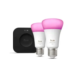 Smarte Lyskilder ^ Philips Hue LED-pærer 2x E27 8,1 W CCT RGB Bridge Pro