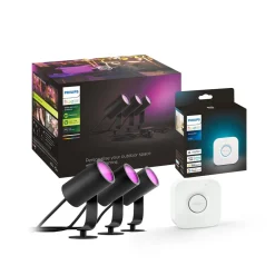 Philips Hue Terrassebelysning|Udendørs Spot > LED-spot Lily, sæt med 3, bridge, RGB, CCT, IP65