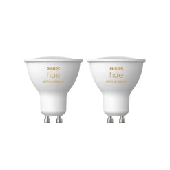 Smarte Lyskilder ^ Philips Hue White Ambiance LED-reflektorpære GU10 4,2 W, 2-pak