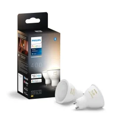 Smarte Lyskilder ^ Philips Hue White Ambiance LED-reflektorpære GU10 4,2 W, 2-pak