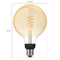 Philips Hue Dæmpbar Led-Pære|Filament Pære > White E27 7W Globe Filament G125 550lm