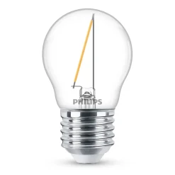 Filament Pære|Led Pærer ^ Philips LED-dråbepære E27 P45 1,4W klar