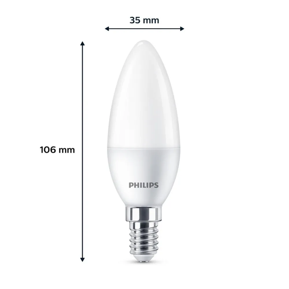 Philips Led Pærer > LED-kerte E14 4,9 W 470m 2.700K mat 6 stk