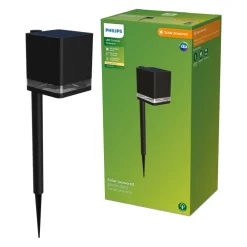 Solcellelamper ^ Philips LED-lampe med jordspyd Virona, sort, IP44