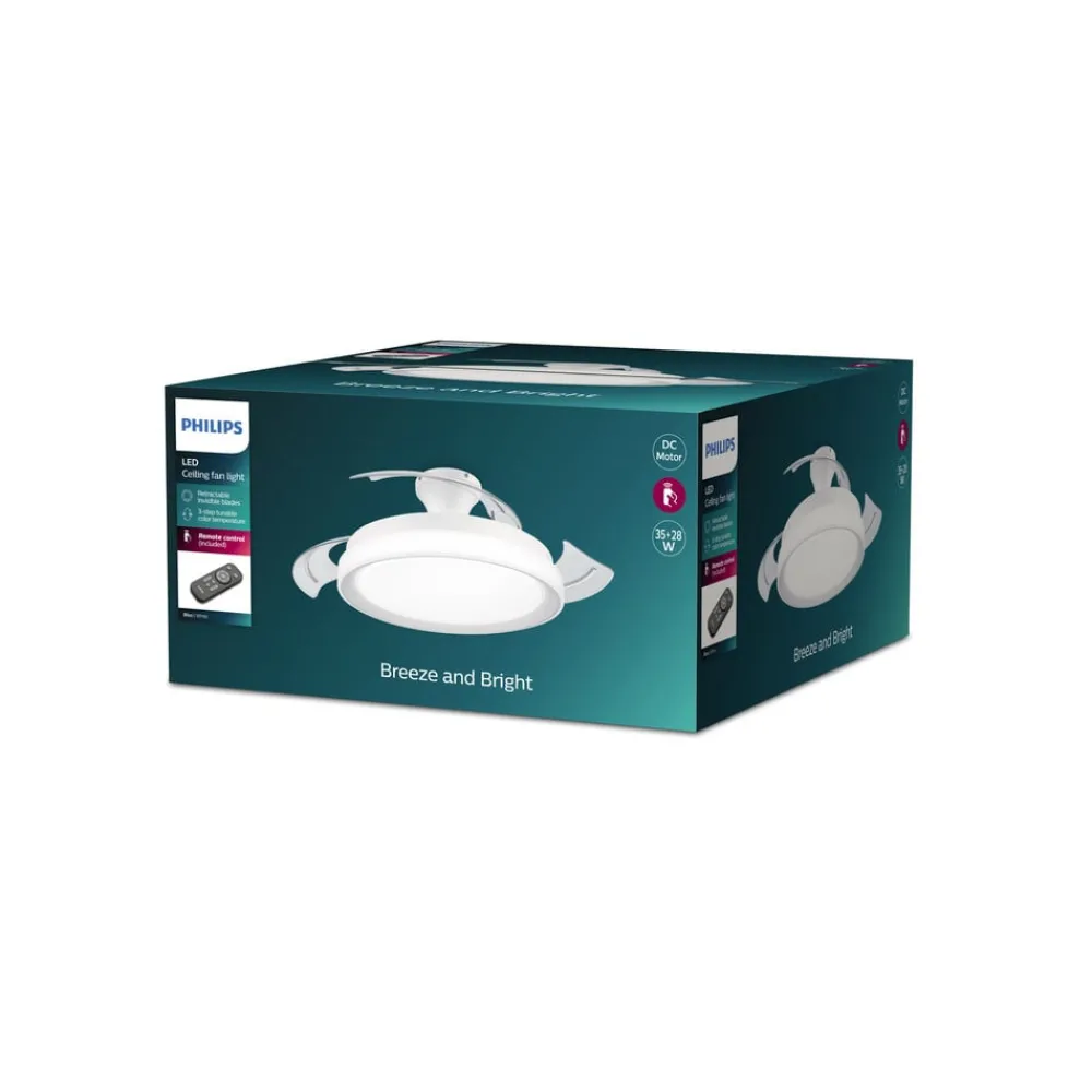 Philips Loftventilatorer > LED-loftventilator Bliss, hvid/hvid, støjsvag, CCT