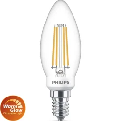 Philips Dæmpbar Led-Pære|Filament Pære > LED-pære, E14 B35, 3,4 W, 2.700 K, WarmGlow