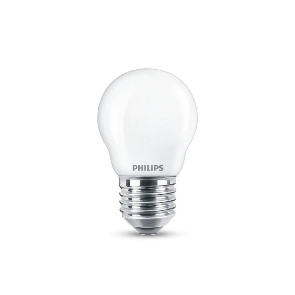 Philips Led Pærer > LED-pære E27 P45 4,3 W 2.700K opal 2 stk