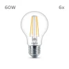 Filament Pære ^ Philips LED-pære E27 7 W 850lm 4.000 K klar 6 stk