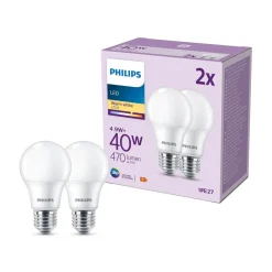 Led Pærer ^ Philips LED-pære E27 4,9 W 470lm 2.700 K mat 2 stk