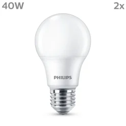 Led Pærer ^ Philips LED-pære E27 4,9 W 470lm 2.700 K mat 2 stk