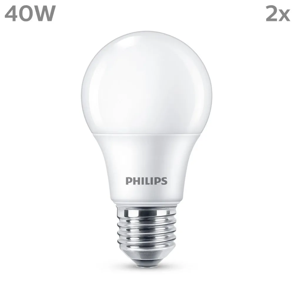 Led Pærer ^ Philips LED-pære E27 4,9 W 470lm 2.700 K mat 2 stk