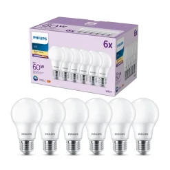 Led Pærer ^ Philips LED-pære E27 8 W 806lm 2.700 K mat 6 stk