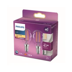 Philips Filament Pære > LED-pære E14 4,3 W P45 filament 2.700 K, 2