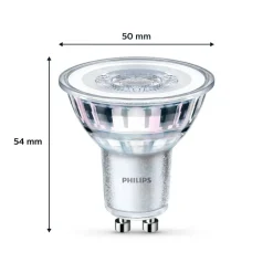 Philips Led Pærer > LED-pære GU10 3,5W 255lm 827 klar 36° 3 stk
