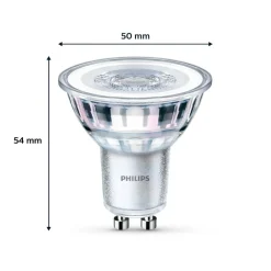 Led Pærer ^ Philips LED-pære GU10 4,6W 355lm 827 klar 36° 6 stk