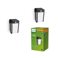 Philips Solcelle Lampe Med Sensor|Solcellelamper > LED-solcellelampe Shroud, sort/opal, 2-pak