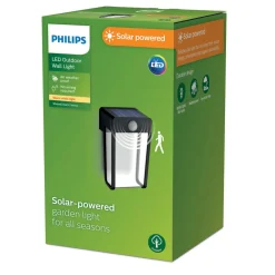 Philips Solcelle Lampe Med Sensor|Væglampe Med Sensor > LED-solcellelampe Shroud, sort/klar, sensor