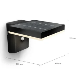Philips Solcelle Lampe Med Sensor|Væglampe Med Sensor > LED-solcellelampe til vægmontering Zonal, hoved 16 x 16 cm