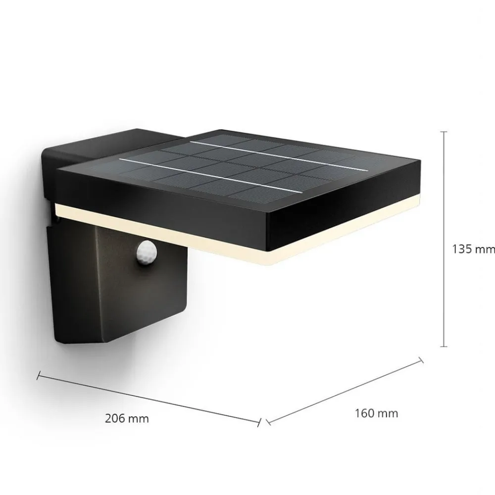 Philips Solcelle Lampe Med Sensor|Væglampe Med Sensor > LED-solcellelampe til vægmontering Zonal, hoved 16 x 16 cm