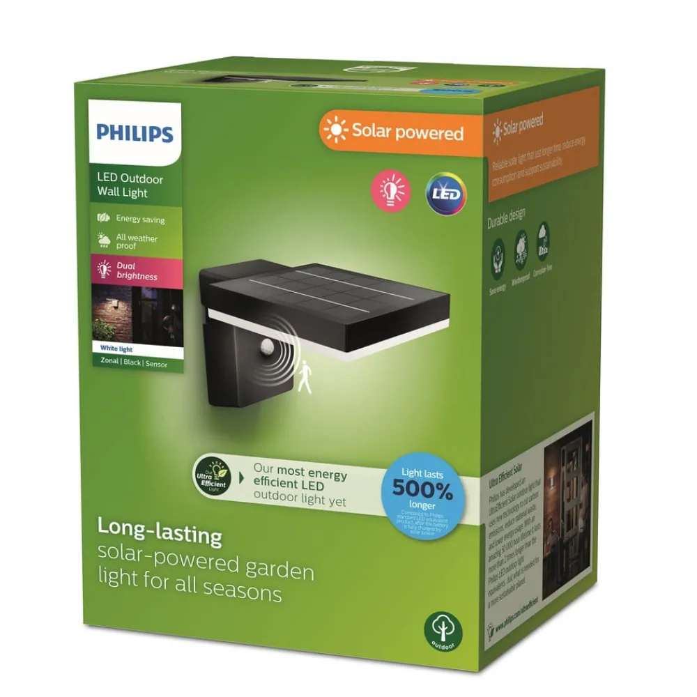Philips Solcelle Lampe Med Sensor|Væglampe Med Sensor > LED-solcellelampe til vægmontering Zonal, hoved 16 x 16 cm