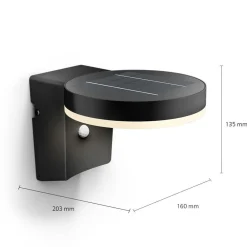Solcelle Lampe Med Sensor|Væglampe Med Sensor ^ Philips LED-solcellelampe til vægmontering Zonal, Ø hoved 16 cm