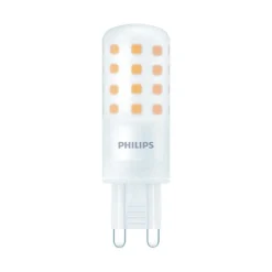 Led Pærer ^ Philips LED-stiftsokkelpære, G9, 4W, mat, 480lm, 2.700K, dæmpbar