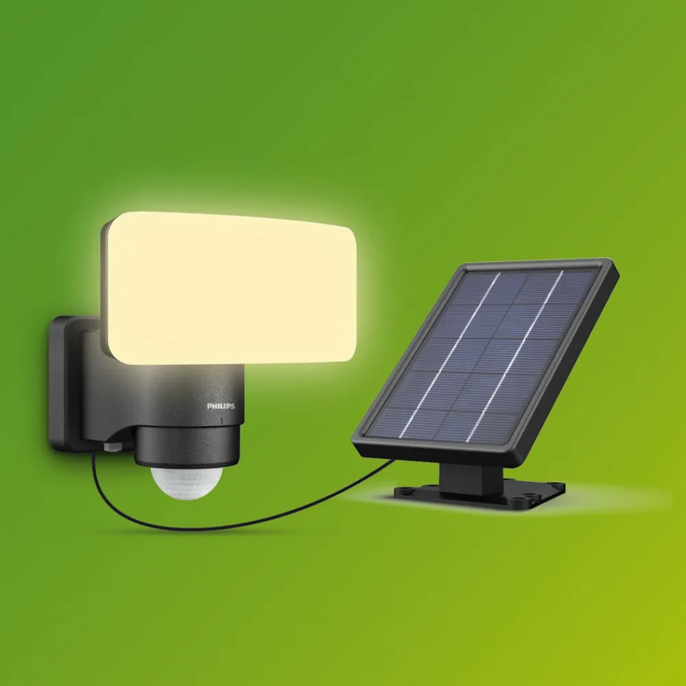 Solcelle Lampe Med Sensor|Solcellelamper ^ Philips LED-udendørs spotlampe Tylus, sort 3.000K sensor
