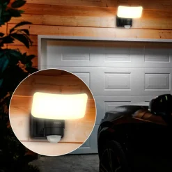 Solcelle Lampe Med Sensor|Solcellelamper ^ Philips LED-udendørs spotlampe Tylus, sort 3.000K sensor
