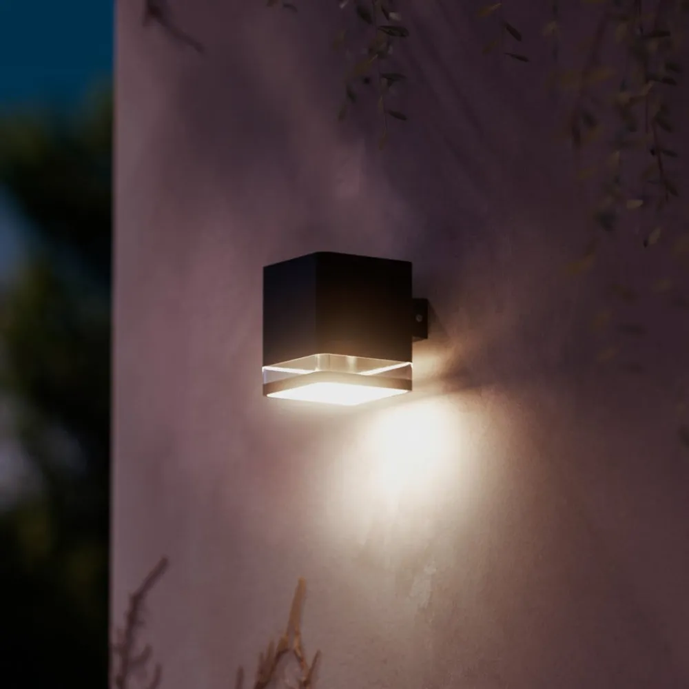 Solcellelamper|Væglamper ^ Philips LED-udendørs væglampe Virona, sort, IP44