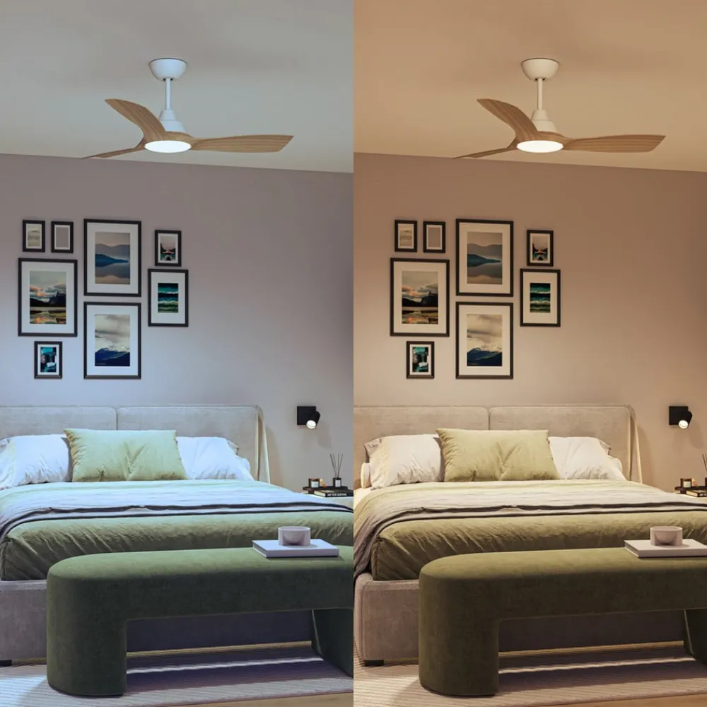 Philips Loftventilatorer > LED-ventilator Olas, Ø 106 cm, brun/hvid, støjsvag