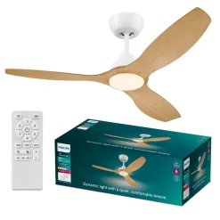 Philips Loftventilatorer > LED-ventilator Olas, Ø 132 cm, brun/hvid, støjsvag