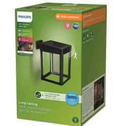 Solcelle Lampe Med Sensor|Væglampe Med Sensor ^ Philips solcelle-sensorlampe Camill sort/klar 14 x 14 cm