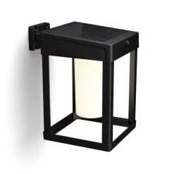 Solcellelamper ^ Philips solcelle-væglampe Camill sort/hvid 14 x 14 cm
