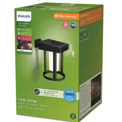Philips Solcelle Lampe Med Sensor|Væglampe Med Sensor > solcelle-væglampe Camill, sort/hvid, Ø 14 cm