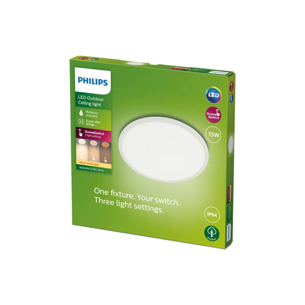 Philips Udendørs Loftlamper > SuperSlim LED IP54 Ø 25cm 2.700K hvid
