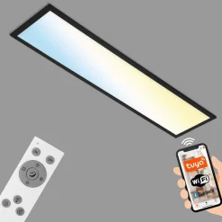 Arbejdsrum/Kontor|Loftlamper ^ Briloner Piatto S WiFi LED-loftlampe Bluetooth CCT fjernb.