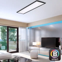 Arbejdsrum/Kontor|Loftlamper ^ Briloner Piatto S WiFi LED-loftlampe Bluetooth CCT fjernb.