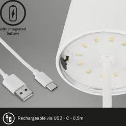 Briloner Dekorationsbelysning|Terrassebelysning > Piha LED-bordlampe med genopladeligt batteri, hvid