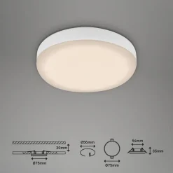 Briloner Loftlamper|Indbygningsspots > Plat LED-indbygningsspot, hvid, Ø 7,5 cm, 3.000K