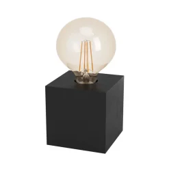 Bordlamper ^ EGLO Prestwick 2 bordlampe med træterning, sort