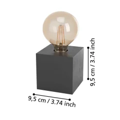 Bordlamper ^ EGLO Prestwick 2 bordlampe med træterning, sort
