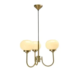 PR Home Lysekroner > lysekrone Elsy messingfarvet glas creme 3 lyskilder