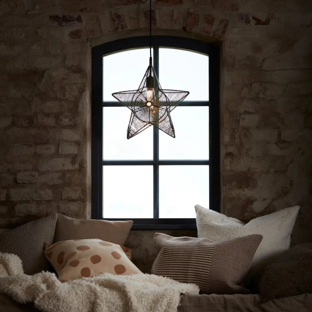 Julepynt|Vinduesdekoration ^ PR Home Regina dekostjerne metal med garn, beige