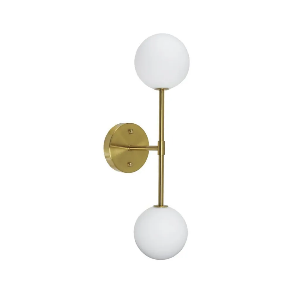 PR Home Væglamper|Væglamper > Sigma D væglampe, guld/opal, 2 lyskilder 49 cm glas